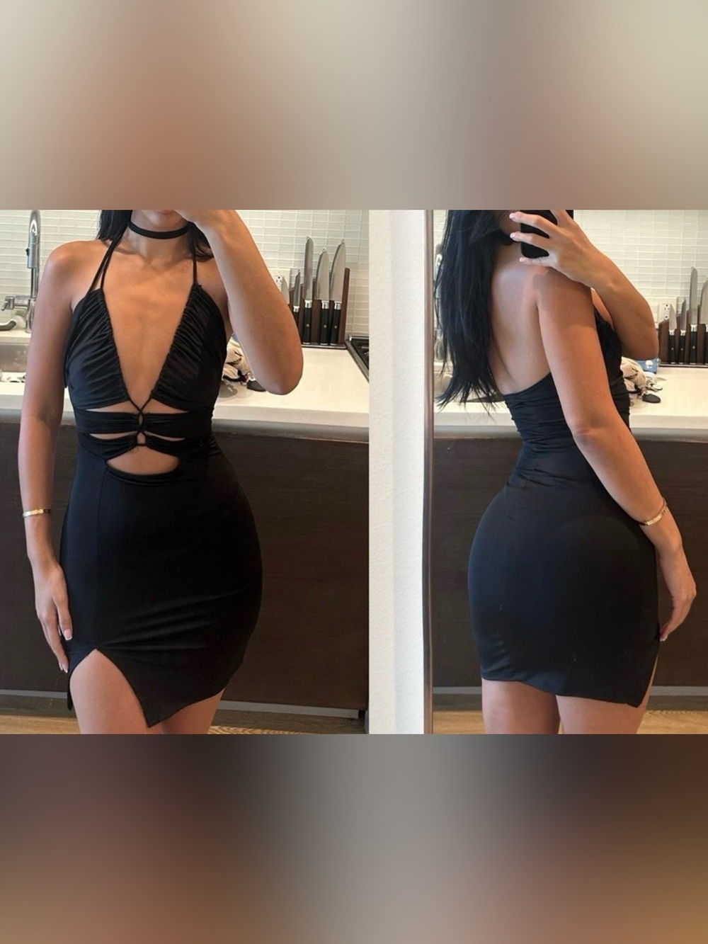 Fashion Nova Black Strappy Cutout Mini Dress